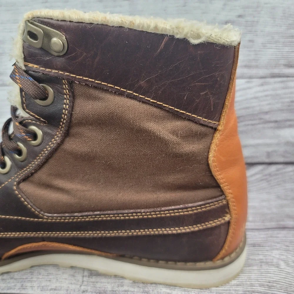Tretorn Gore-Tex Brown Leather Faux Fur Lined Vibram Winter Boots Mens 11.5